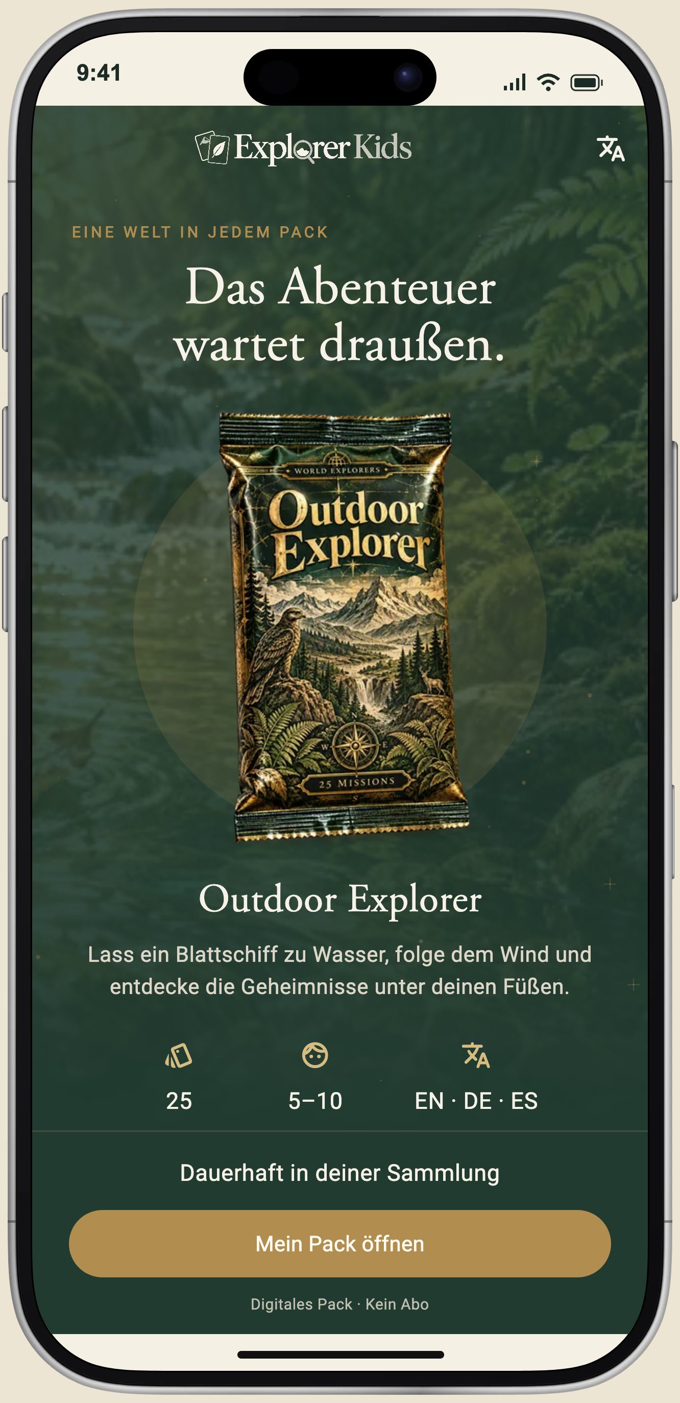 Explorer Kids App im iPhone-Mockup