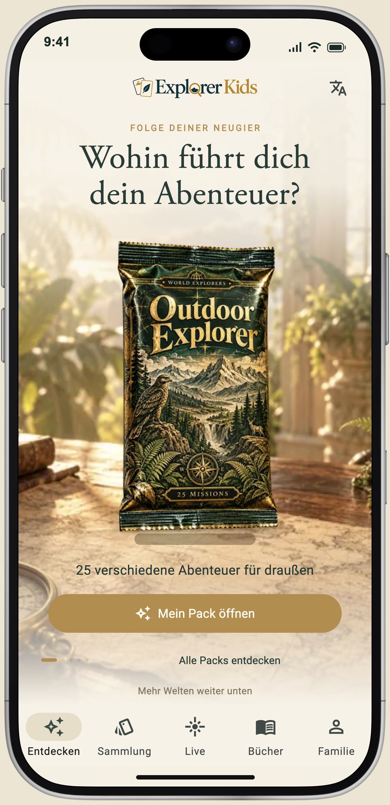 Explorer Kids App im iPhone-Mockup